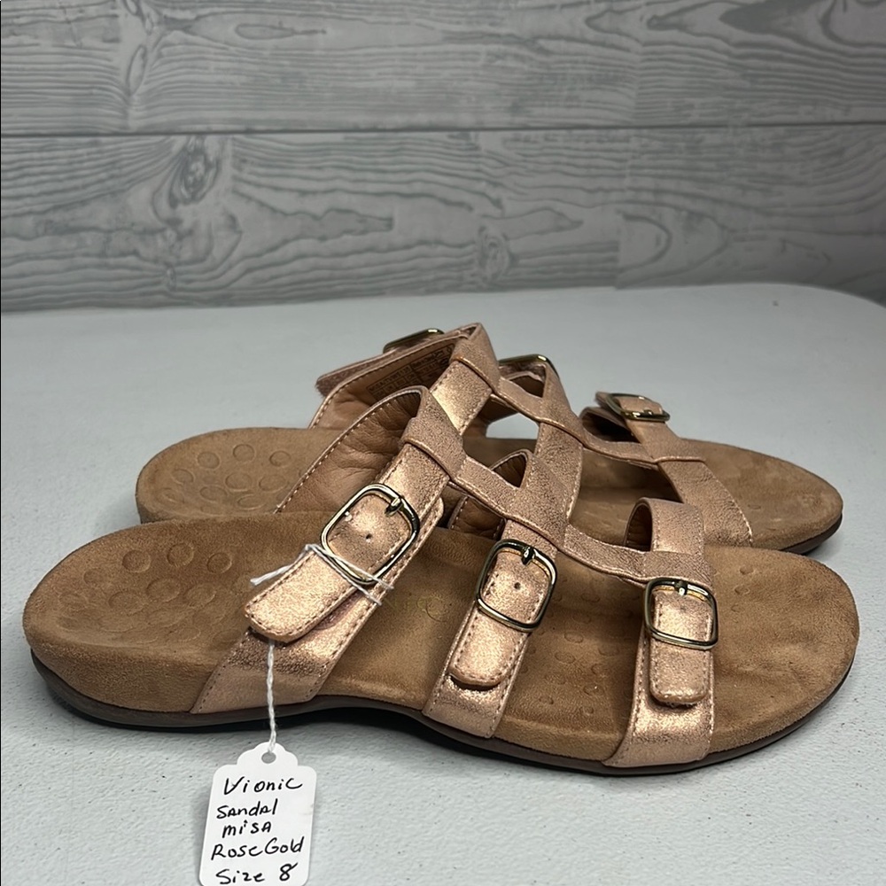 Vionic Misa Rose Gold Sandals size 8